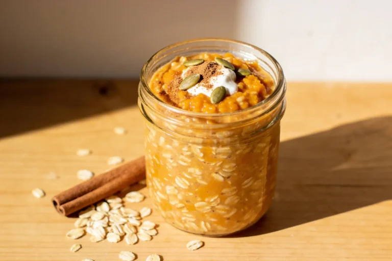 Jar of pumpkin pie overnight oats