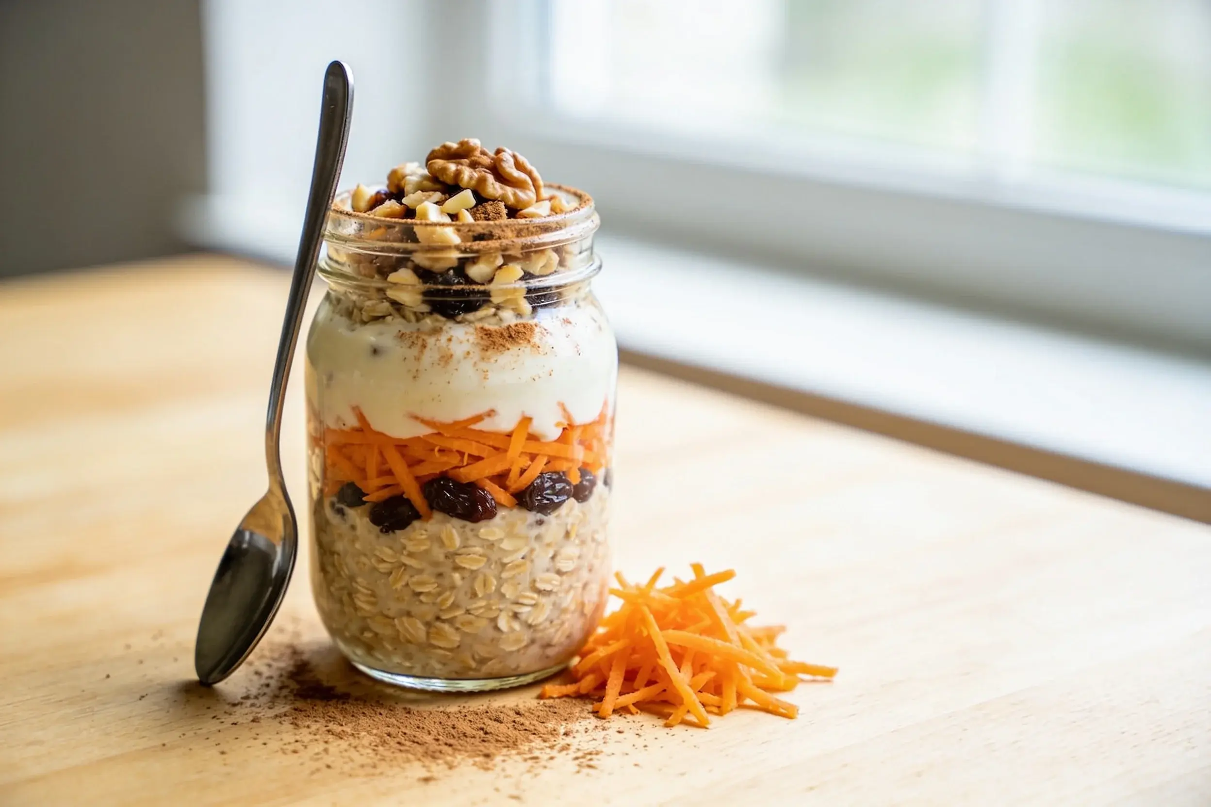 240 Calorie Carrot Cake Overnight Oats